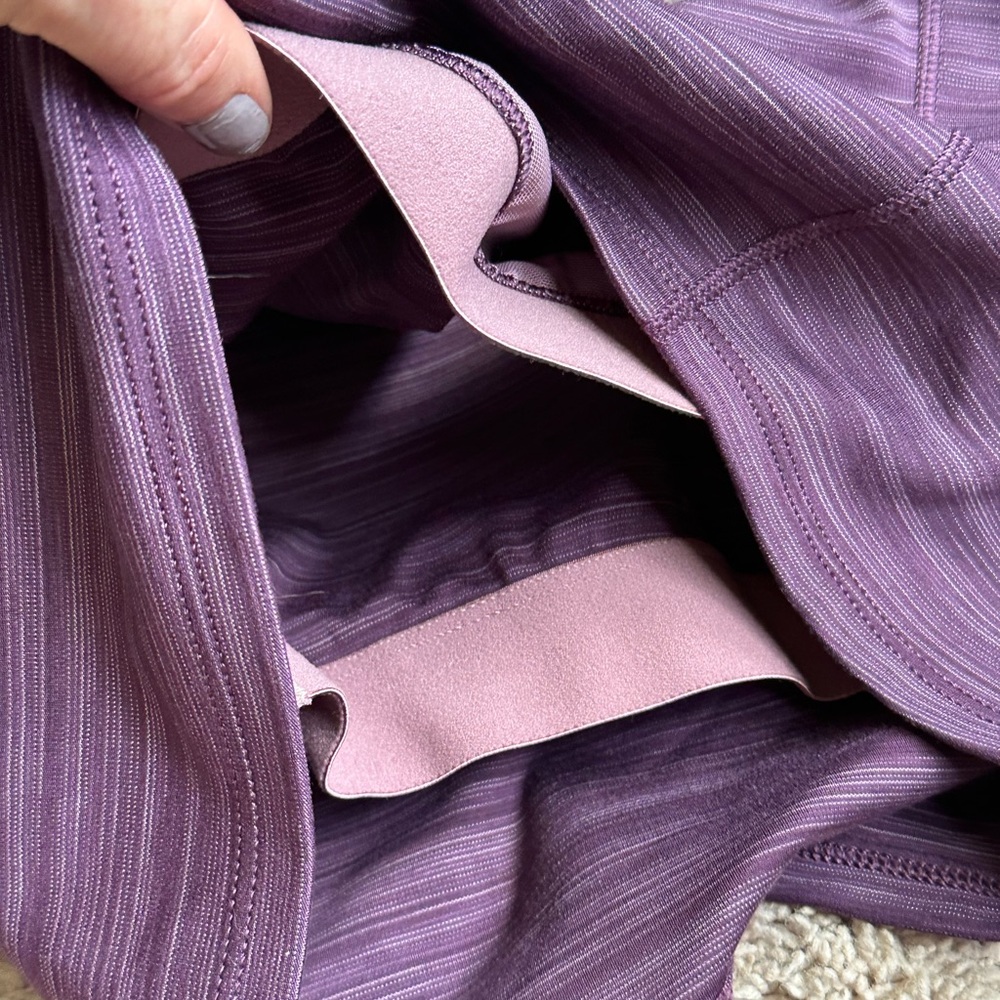 EUC- Athleta Purple Striped Conscious Crop Top size S - Picture 7 of 8